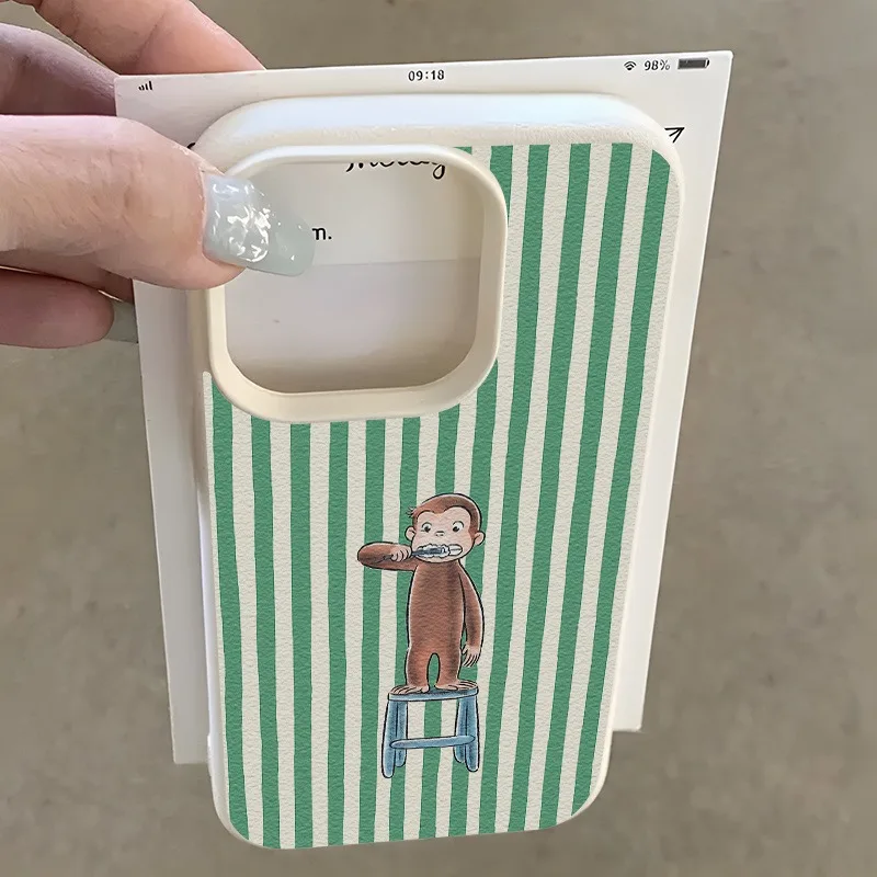 Funda de teléfono con diseño de lichi y mono, cepillo de dientes a rayas verdes, para Xiaomi Redmi 15C 14C 13C Redmi Note 14 Pro Plus 13 12 11 10 - imagen 3