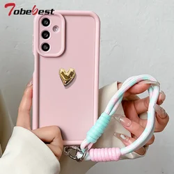 Funda Silicona Samsung Galaxy M55 – Cordón Muñeca y Corazón