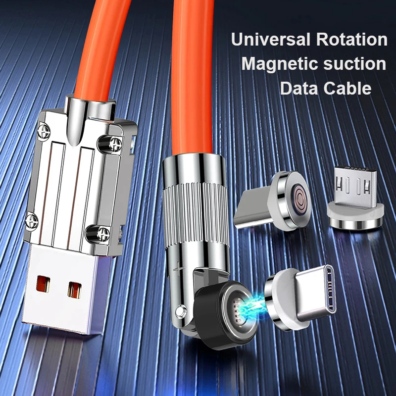 Cable magnético giratorio 540 para teléfono móvil, cargador magnético de carga rápida 6A, USB tipo C, Cable Micro DE 8 pines para iPhone y Xiaomi - imagen 2