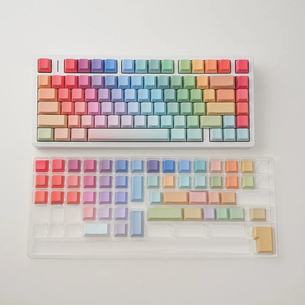 Teclas impresas con lados de Color translúcido degradado, 130 teclas, para teclado mecánico, teclas Cangjie en inglés y coreano, Cherry PBT - imagen 2