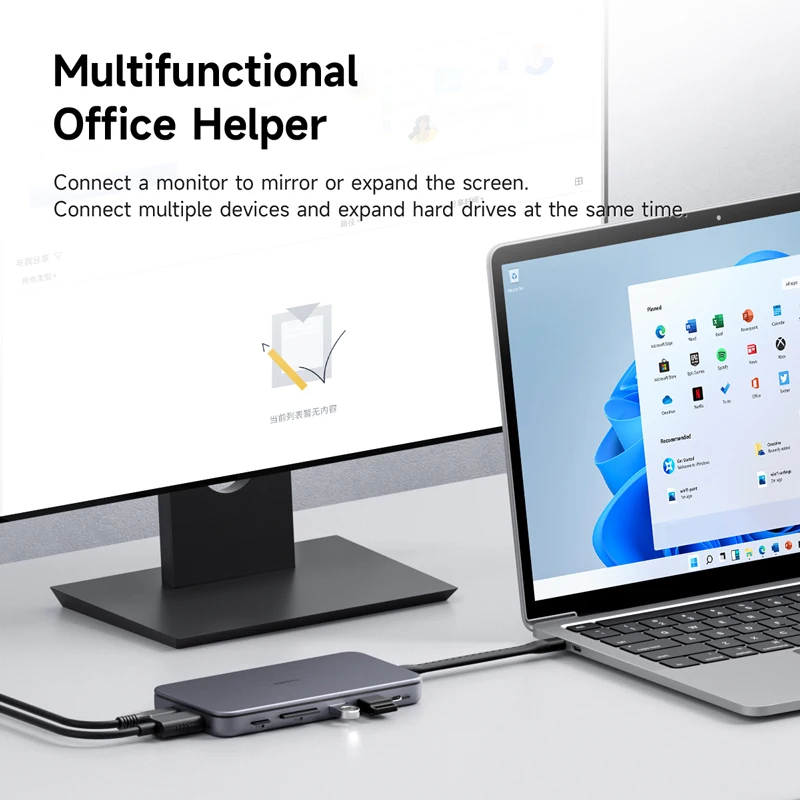 Hagibis-HUB USB C 9 en 1 con carcasa M.2 NVMe/SATA SSD, estación de acoplamiento 4K compatible con HDMI, 100W PD, USB 3,1, para sistema operativo Windows mac - imagen 5