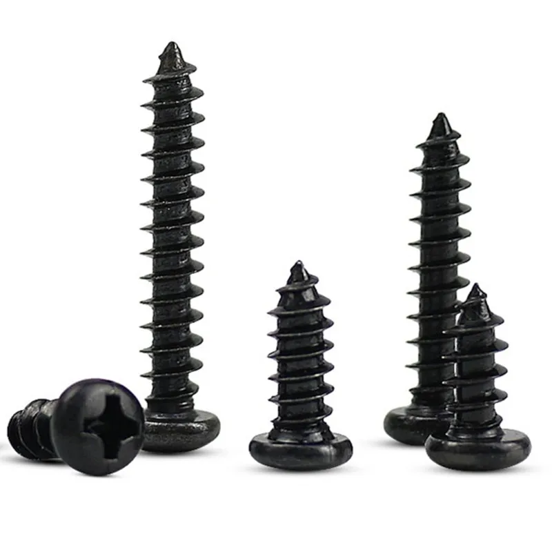 Tornillos de cabeza Phillips para madera, microtornillos de cabeza redonda autorroscantes electrónicos pequeños, 100 piezas, M1.4, M1.7, M2, M2.3, M3 PA