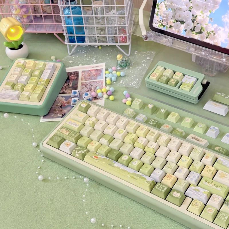 Juego de teclas con tema Pasture de verano, sublimación PBT, teclas personalizadas, accesorios para teclado mecánico