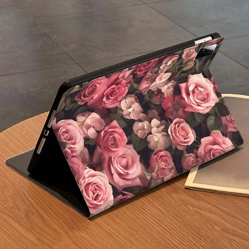 Diseño artístico flores rosas para Xiaomi Redmi Mi Pad 2 4 5 6 6s 7 8 11 12,5 12,4 11,2 8,7 SE Pro Plus Max funda para tableta - imagen 5