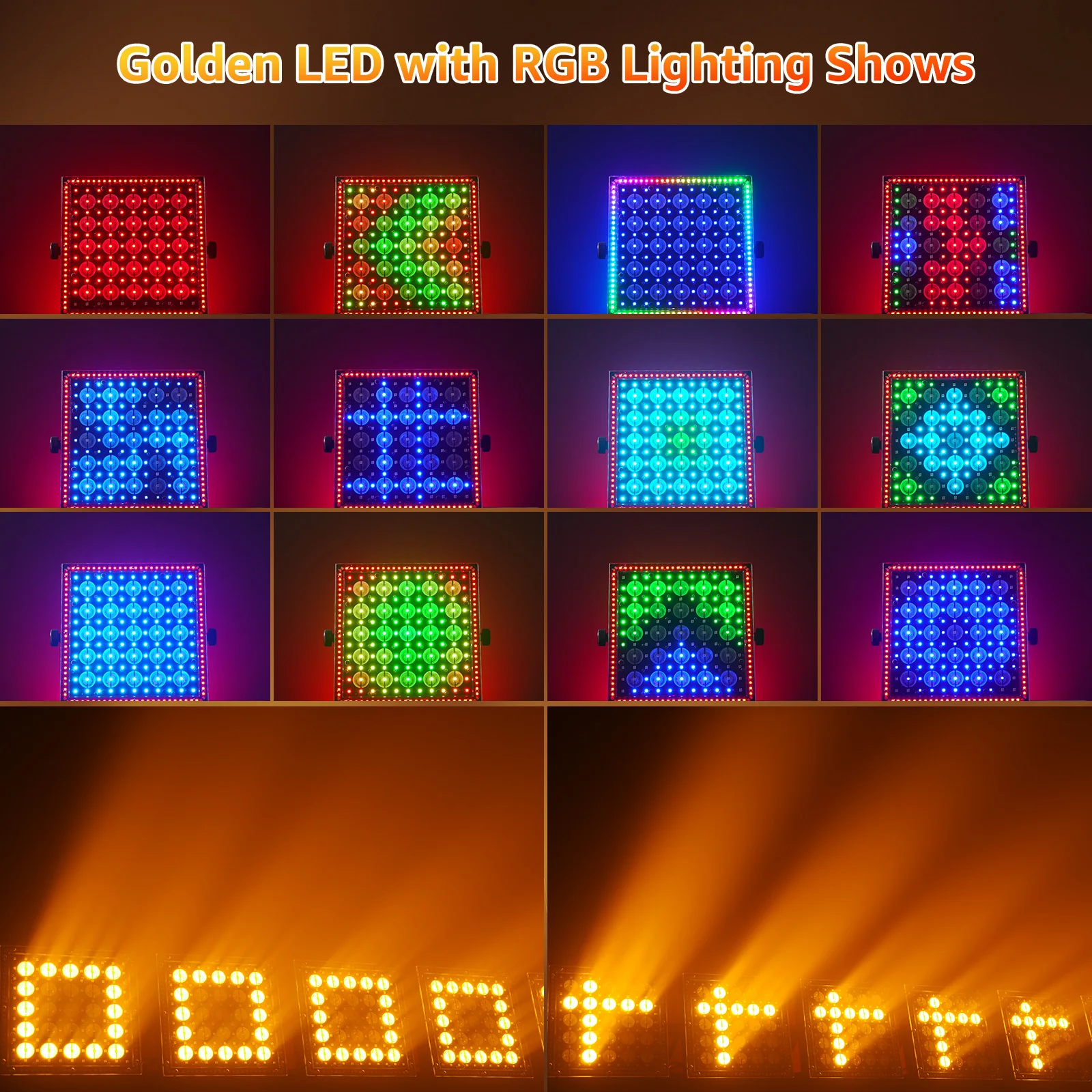 U'King 200W luz LED de pared 5X5 luces LED doradas de píxeles de escenario 15CH DMX512 luces de DJ para discoteca Club Bar KTV fiesta de boda - imagen 4