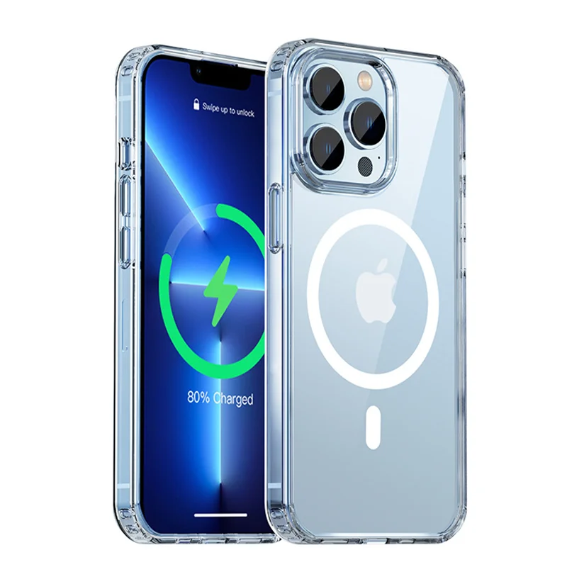 Funda magnética Magsafe de cristal transparente HD para iPhone 13, 12, 11 Pro, Mini Max, X, XS, XR, 7, 8 Plus, SE, cubierta acrílica dura de carga inalámbrica