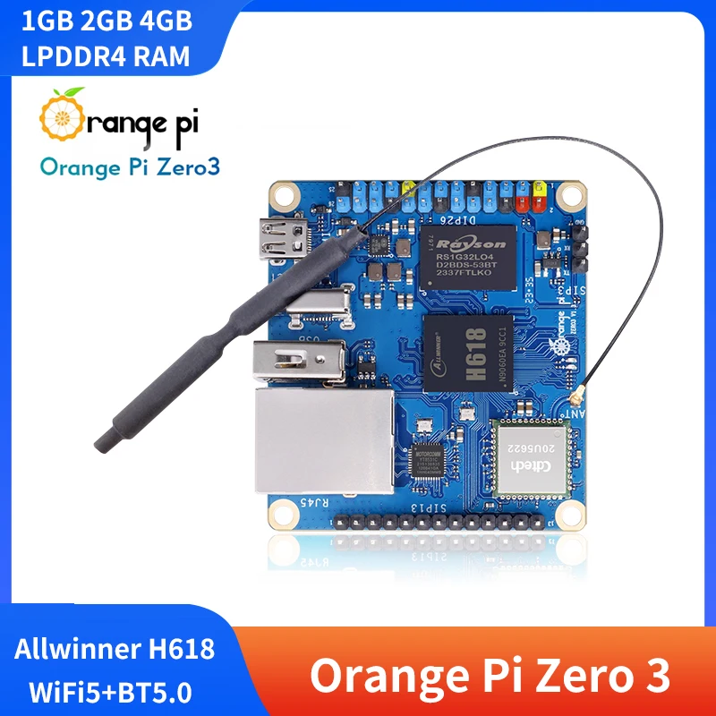 Orange Pi Zero 3 4G 2G 1G RAM Allwinner H618 64-bit USB2.0 WiFi de doble banda + BT 5,0 puerto LAN Gigabit Mini PC placa única inteligente