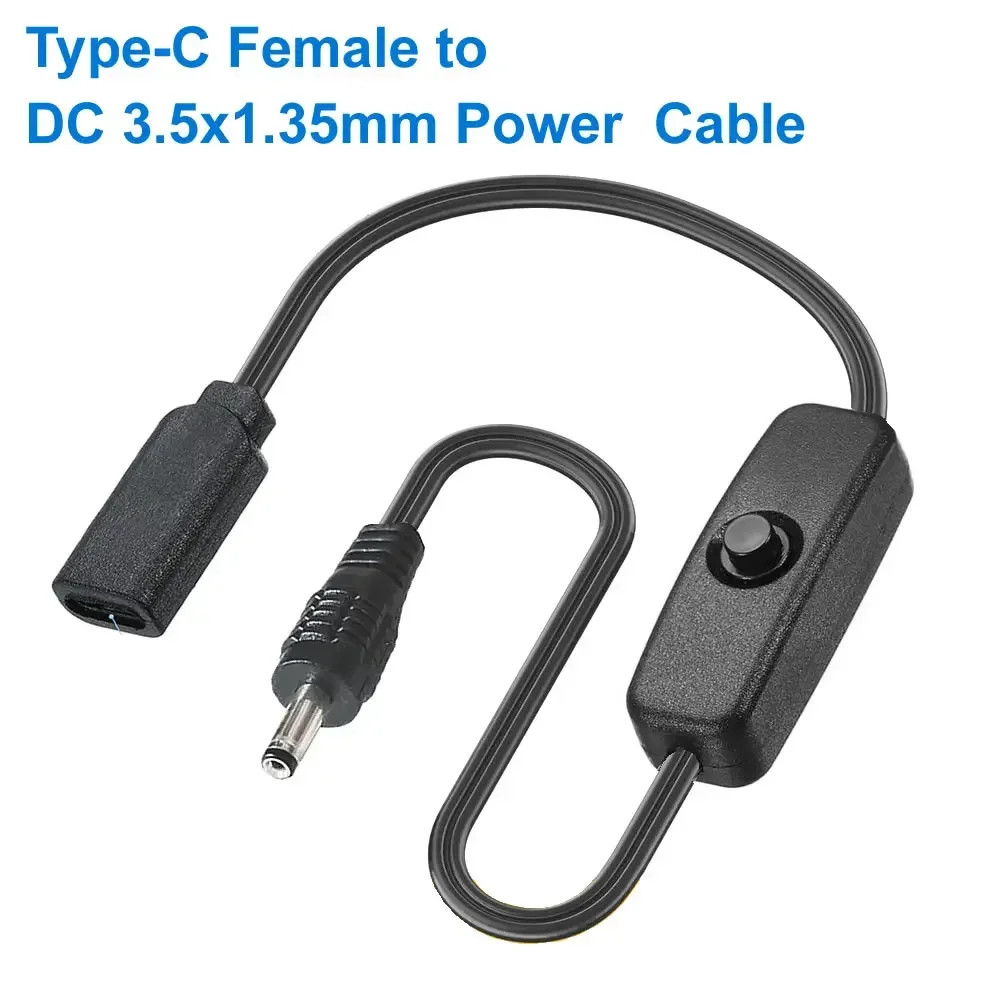 Cable de carga USB tipo C a CC 3,5mm x 1,35mm 5V con interruptor de encendido/apagado para Cable de alimentación USB HUB tira de luces LED linterna, altavoz