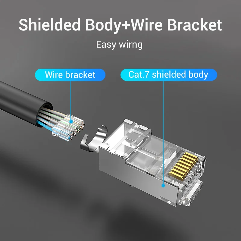 Vention Conector RJ45 Cat7 STP Crimpado Oro Cable Ethernet - imagen 2
