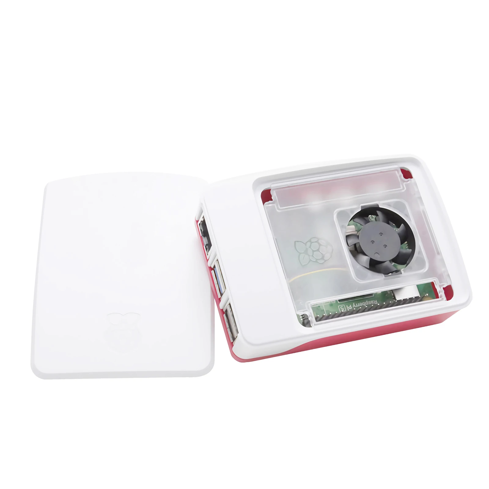 Funda oficial Raspberry Pi, cubierta protectora de plástico ABS rojo y blanco con ventiladores de disipador de calor para Raspberry Pi 5 - imagen 4