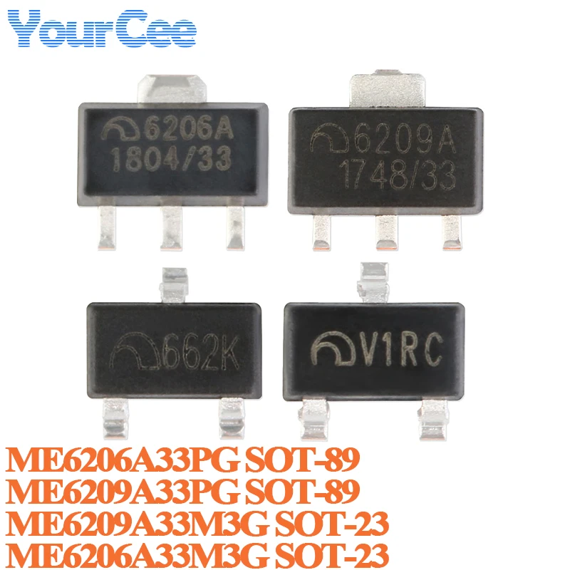 200 uds/10 Uds ME6206A33M3G ME6206A33M3 ME6206 ME6206A33 ME6209A33M3G SOT-23 ME6209A33PG ME6206A33PG regulador lineal de baja caída