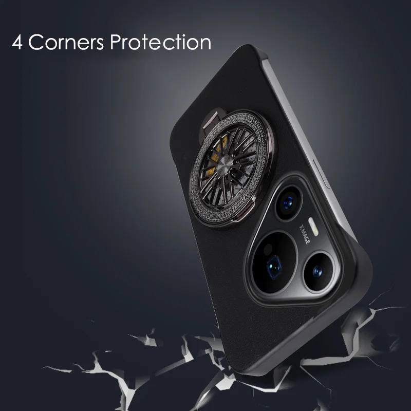 Funda con soporte para tope para aliviar el estrés, funda sin marco con patrón de cuero para Huawei Puro 70 P60 P50 P40 Nova 13 Pro - imagen 4