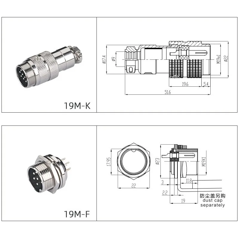 Enchufe de aviación GX19 de alta resistencia 2 3 4 5 6 7 8 9 10 conector de 11 pines enchufes de 19M de grado Industrial conectores certificados CE UL - imagen 4