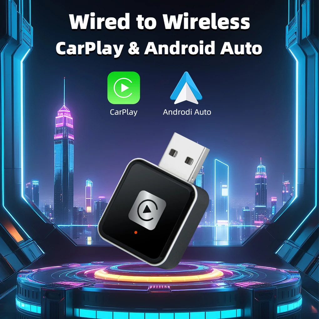Adaptador portátil CarPlay Android Auto A2A 2 en 1 adaptador inalámbrico de caja de reproducción de coche Android Auto con cable a adaptador inalámbrico - imagen 2