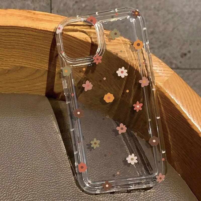 Funda de teléfono transparente a prueba de golpes con patrón Floral para iPhone 11 12 13 14 15 16 17 Air Pro Max XR XS X 7 8 Plus SE2 funda suave