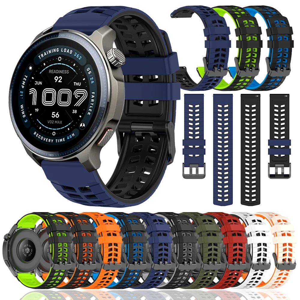 Correa deportiva de 22mm para AMAZFIT BALANCE 2 GTR 47mm GTR 2e 3Pro 4 bandas para AMAZFIT BIP 6 5 Stratos 3 Cheetah Pro pulsera de silicona