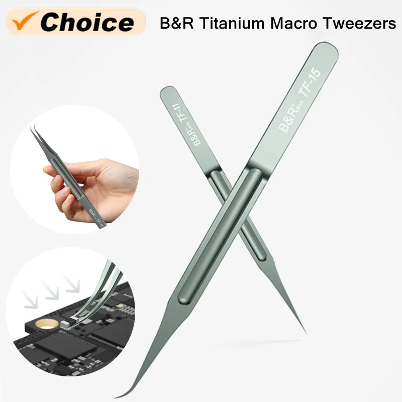 Pinzas de aleación de titanio no magnéticas B & R TF-11 TF-15, Clips de sujeción de línea de mosca de huellas dactilares, placa PCB de teléfono móvil Ultra afilados - imagen 2