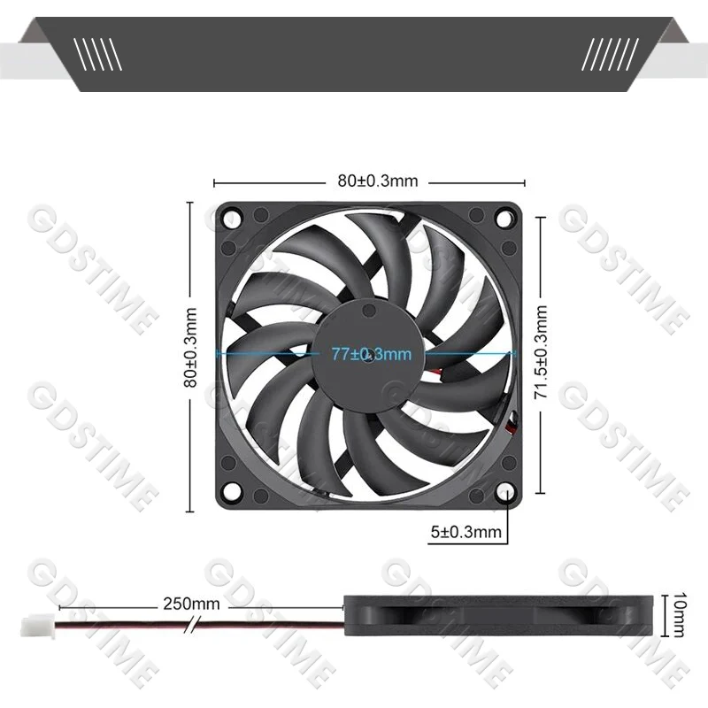Gdstime 8010 12V ventilador de refrigeración 80mm USB DC 5V 24V doble bola CPU Cooler 80x80x10mm ordenador PC ventilador con cubierta 3PIN ventilador para portátil sin escobillas - imagen 5