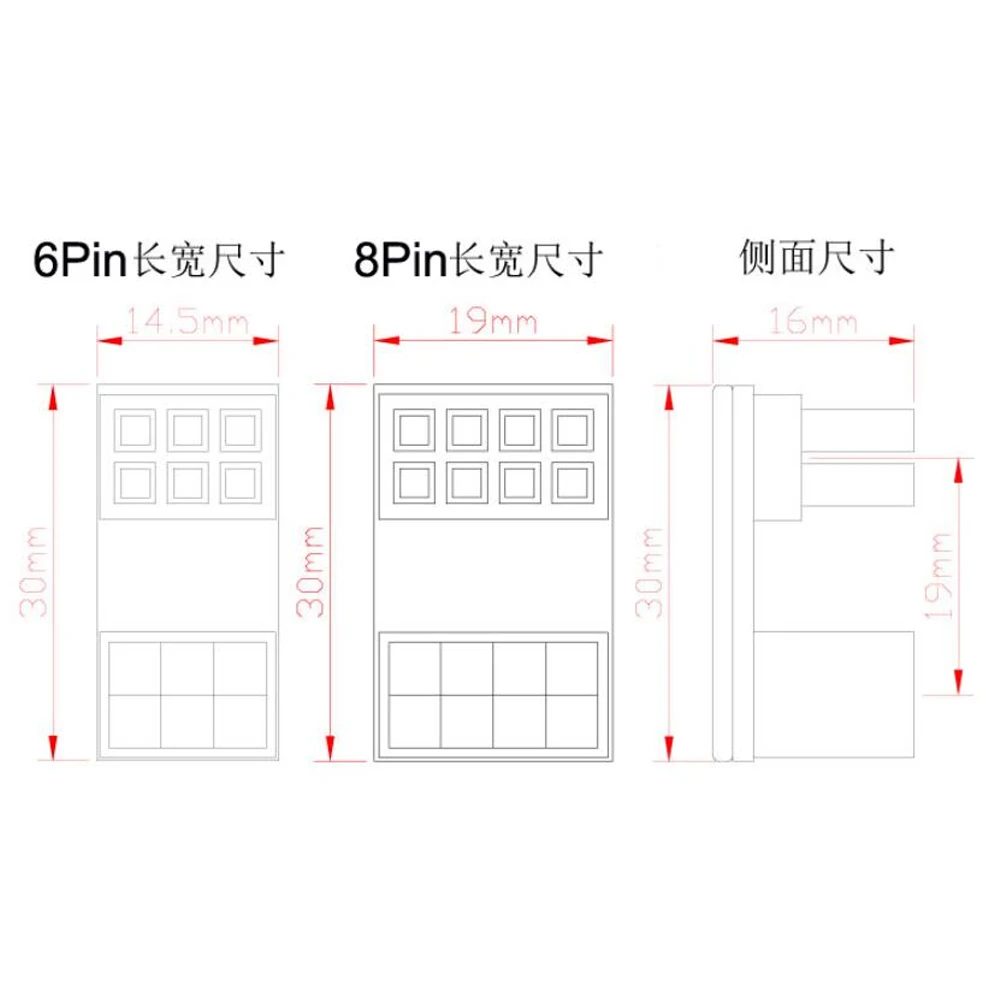Adaptador de corriente ATX hembra a macho de 6 pines en ángulo de 180 grados para escritorios y tarjetas gráficas-Modificación de cable de ángulo recto - imagen 4