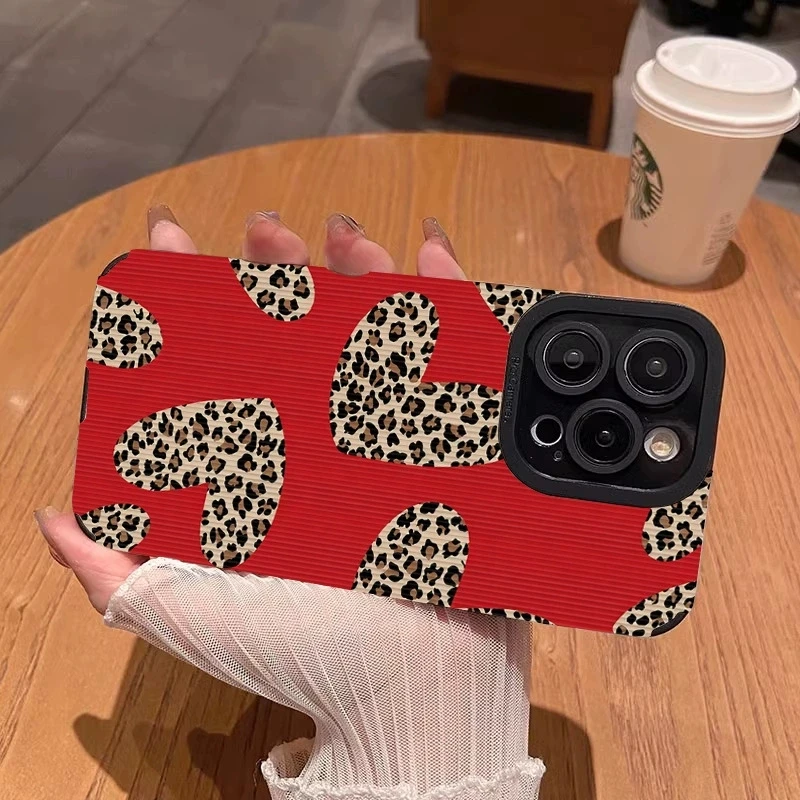 Para iphone 17 17ProMax Funda de cuero con estampado de corazón Funda de teléfono Funda 17Air 16 Pro Max 15 14Plus Capas Fundas de silicona suave 13 12 - imagen 5