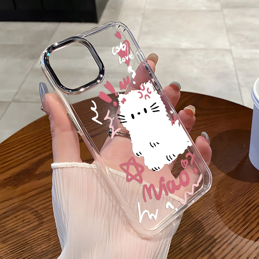 Funda de teléfono de gato transparente de lujo para iPhone 11 Funda iPhone 13 16 Pro Max 14 15 12 16promax Funda de silicona suave a prueba de golpes