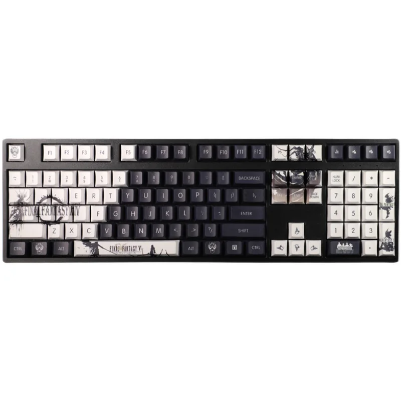 Teclas PBT con temática de Final Fantasy, teclado mecánico minimalista negro FF14, perfil de cereza, 108 teclas, teclas de Anime - imagen 5