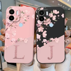 Redmi A1 A2 Plus Funda Silicona Flores Rosas Letras A-Z