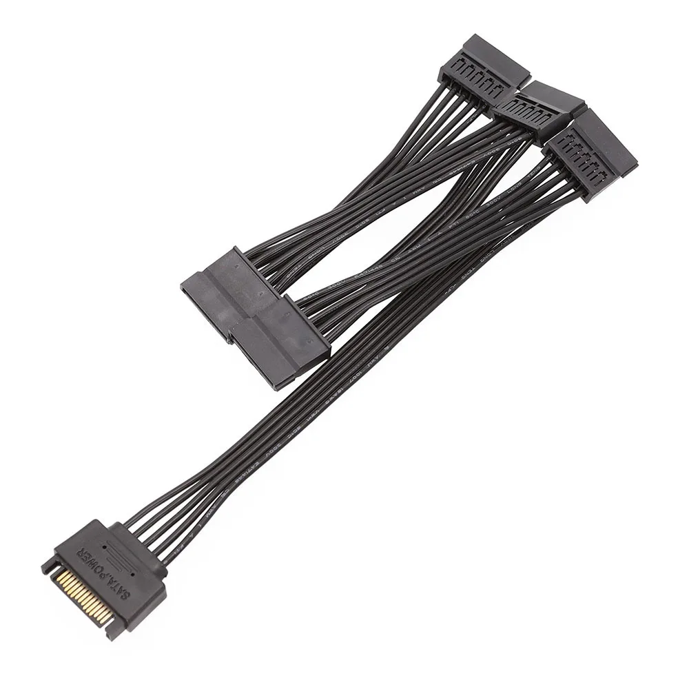 Fuente de alimentación plana SATA 15Pin 1 a 3 4 5 SATA Cable de alimentación para disco duro Expansión PC Hardware Cables adaptadores de extensión - imagen 5