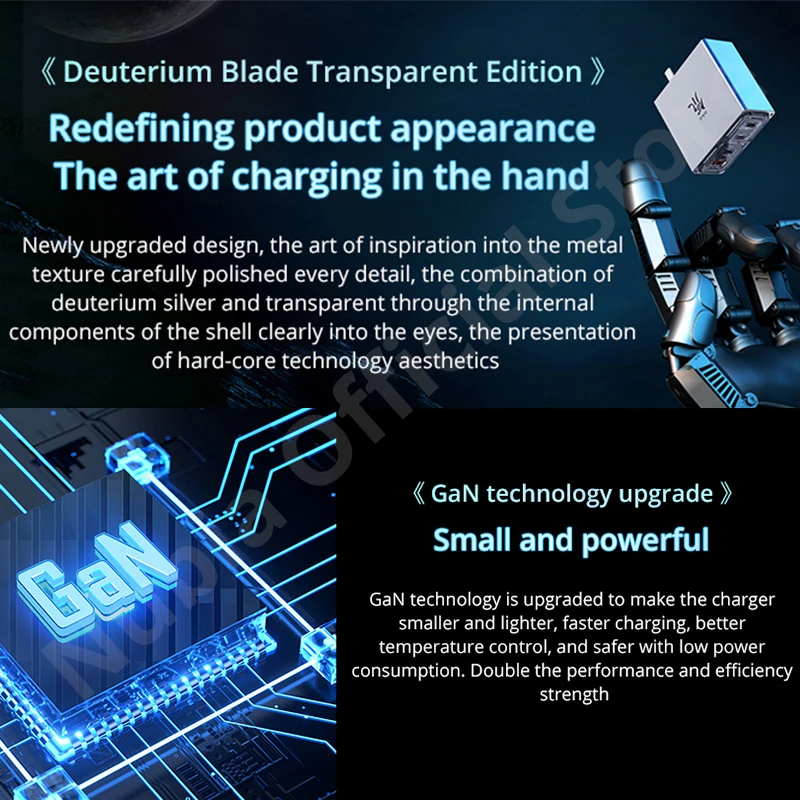 Nubia Dao-cargador rápido de 4 puertos GaN 3 Pro, cargador de energía máxima de 100W, 5A, 100W, línea de datos Dual tipo C, compatible con Explore Editi, PA0223B - imagen 3