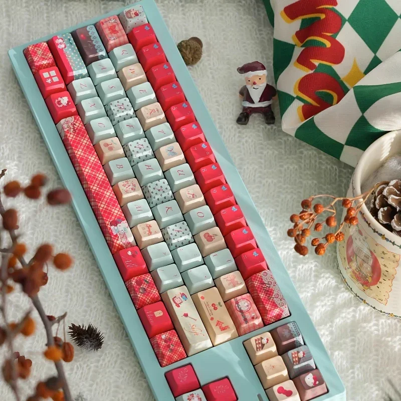 Teclas de regalo de Navidad sorpresa de fin de año, teclas personalizadas de perfil PBT Cherry/MOA, teclas de punto Amina de dibujos animados de gato bonito para jugadores - imagen 5