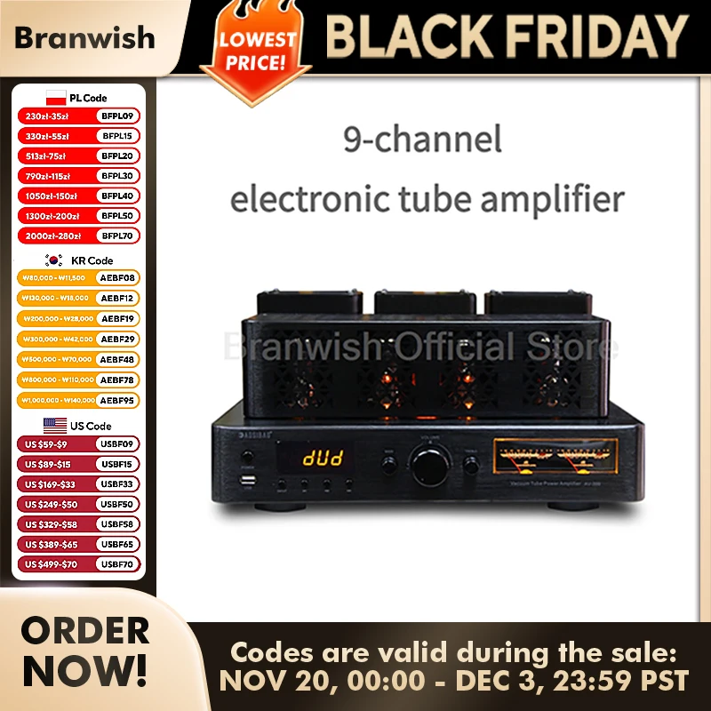 AMPLIFICADOR DE TUBO DE 200W + 200W, amplificador de Audio preescenario con amplificador Bluetooth 5,0, amplificadores de 0,5% THD, compatible con altavoz de 4/8Ω para etapas de cine en casa