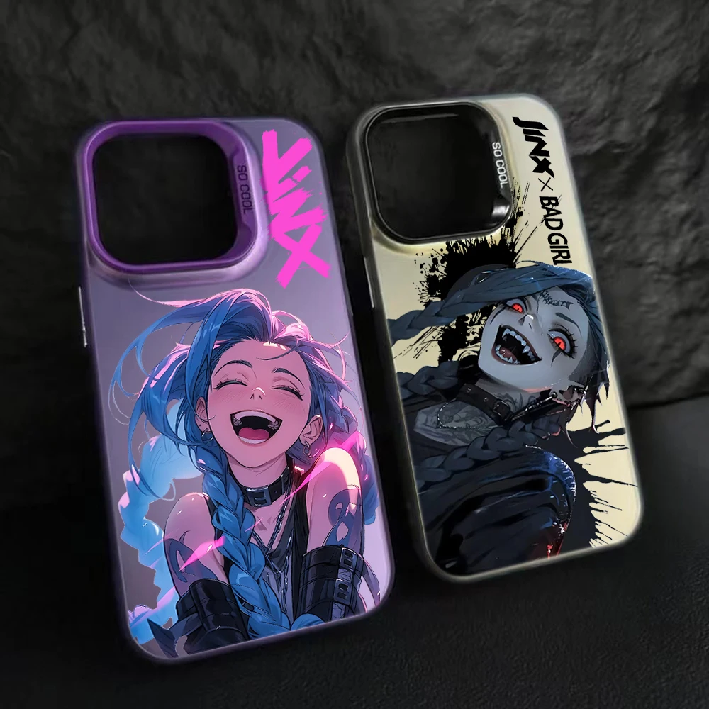 Juego de Anime caliente Arcane Jinxs funda de teléfono para iPhone 16 15 14 13 12 11 mini Pro Max X XR XSMAX 8 7 Plus cubierta trasera mate anticaída