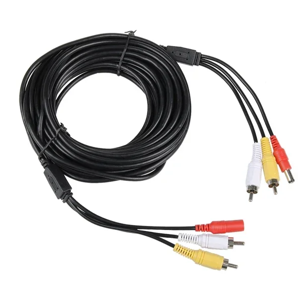 Nuevo Cable de extensión de Audio y vídeo para sistema de cámaras de seguridad CCTV 2 RCA + alimentación CC