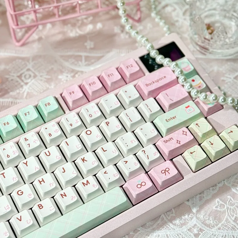 Juego de teclas con tema de postre de verano, perfil de cereza PBT, teclas originales personalizadas hechas a mano para teclado mecánico, accesorios de regalo
