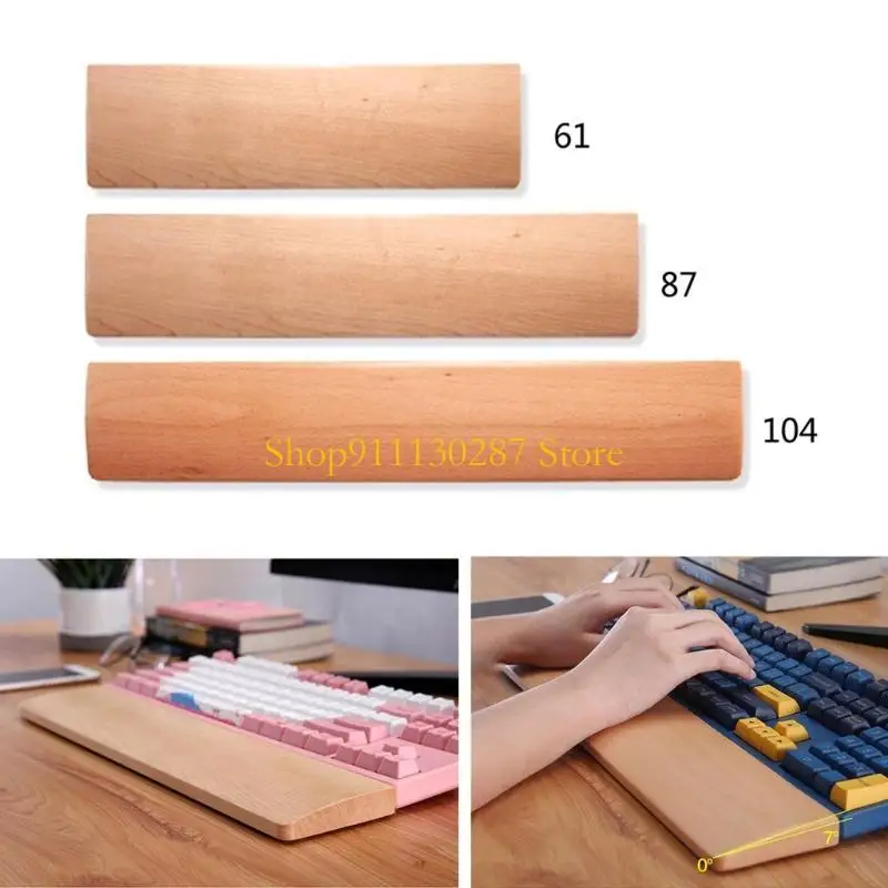 J1HC Comunicación muñeca muñeca del teclado madera haya, alivio del dolor para escritura ergonómica - imagen 4