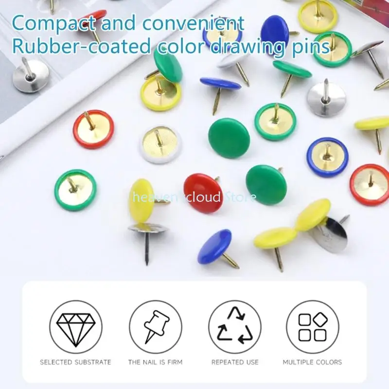 Y88B 200pcs metal redondeo metal mapa níquel plateado mapa alfiler alfiler redonde - imagen 5