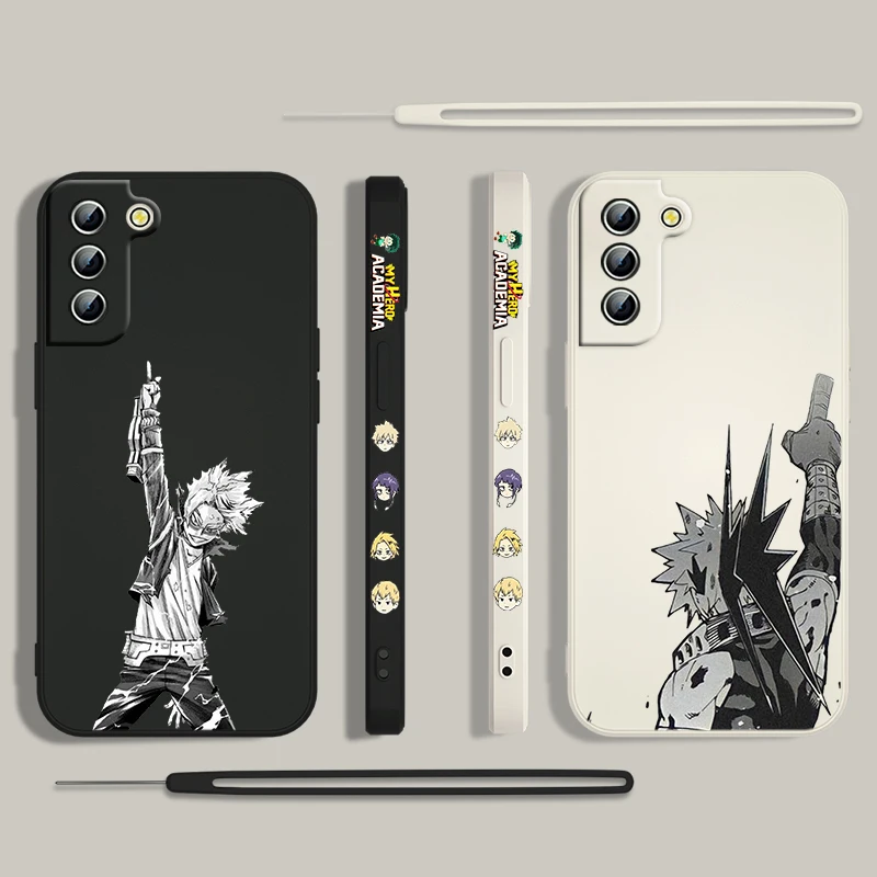 Funda de teléfono My Hero Academia para Samsung Galaxy S24, S23, S22, S21, S20 Pro, FE Plus, Ultra líquida, cubierta de cuerda izquierda