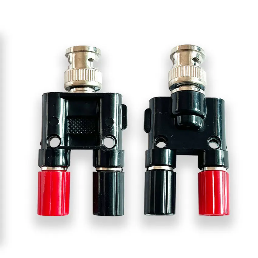 1 Uds Q9 BNC Banana a dos Dual 4mm Banana macho hembra conector Coaxial BNC tipo T divisor de 3 vías adaptador RF de alta calidad - imagen 4