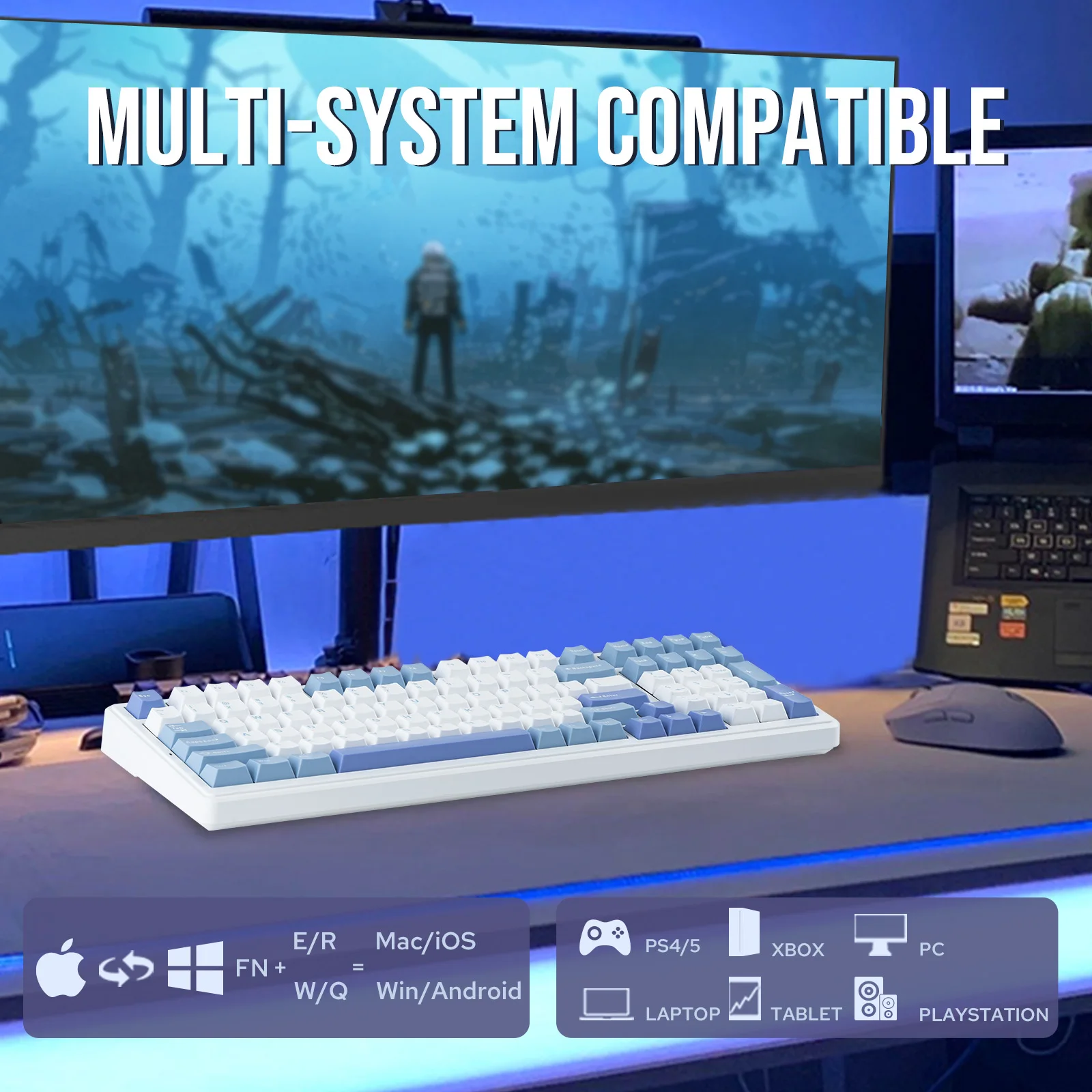 EPOMAKER-Teclado mecánico x AULA F99, 99 teclas, intercambiable en caliente, Bluetooth 5,0/2,4G, montaje de junta inalámbrico/con cable para Mac/Win - imagen 3