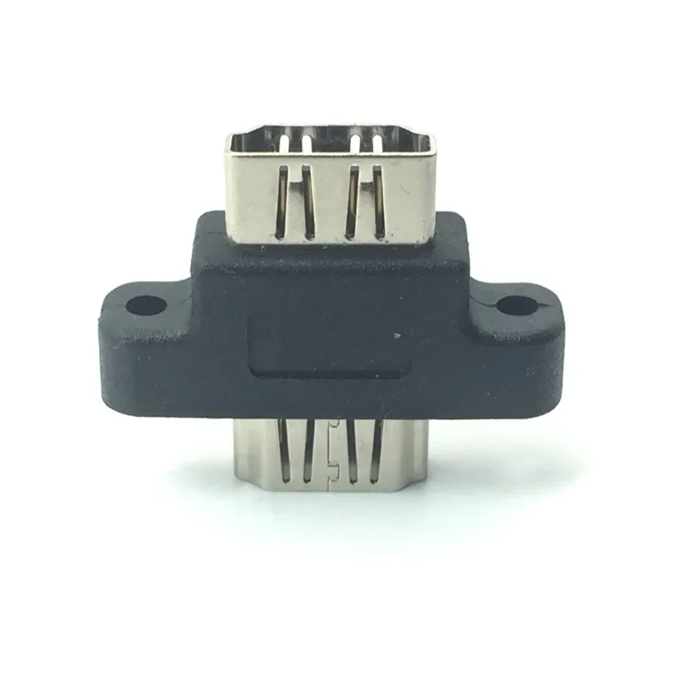 Hembra a hembra HDTV F/F con orificios para tornillos Conector adaptador de extensión Tyep A a A para el panel de pared Negro - imagen 2