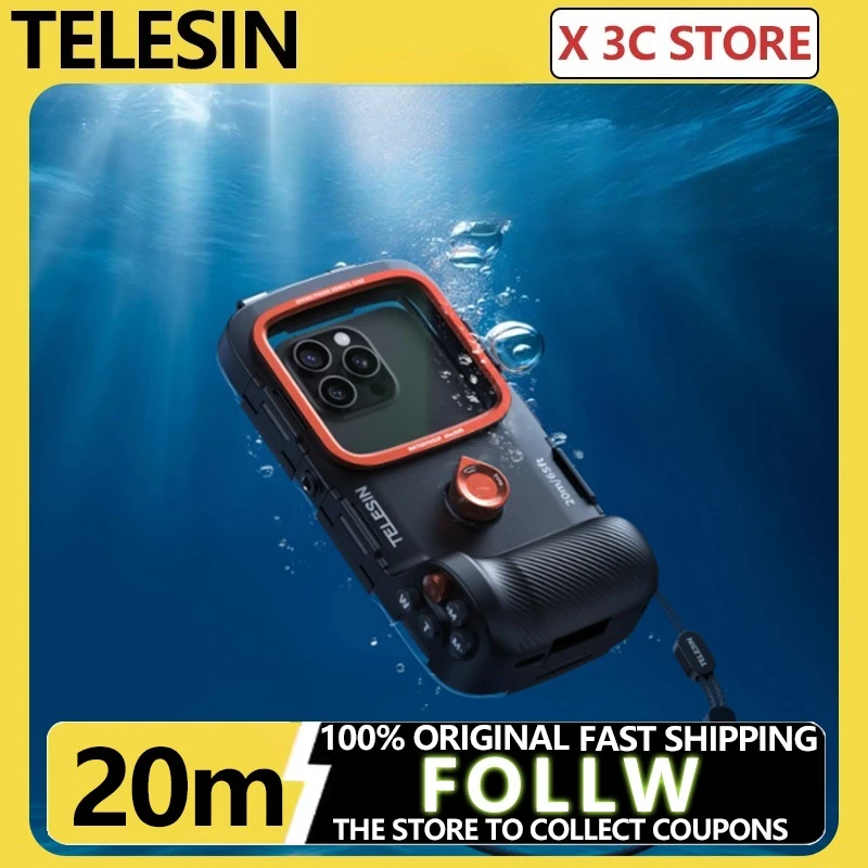 TELESIN funda impermeable con mango Bluetooth para IPhone 17 Pro Huawei Samsung Xiaomi teléfono buceo natación snorkel fotografía - imagen 2