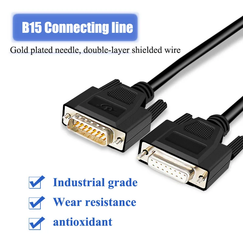 Cable de conexión DB15 de grado Industrial, Cable de datos de 15 Pines, chapado en oro, 26AWG, blindado, macho a hembra, línea de extensión de puerto paralelo