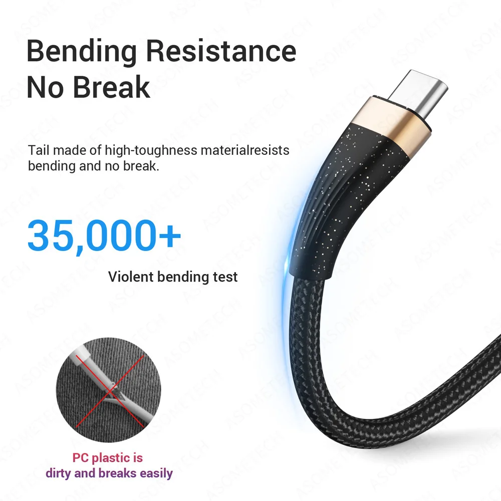 Cable USB tipo C 6A para teléfono, Cable de carga rápida USB A tipo C para Xiaomi, Samsung, MacBook, Cable de datos de carga rápida cable carga rapida tipo c cable usb c cargador carga rápida teléfonos móviles cable - imagen 3