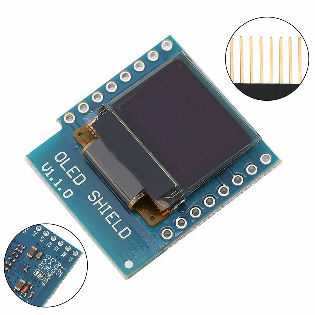 Escudo de pantalla LCD LED OLED de 0,66 pulgadas Compatible con WEMOS D1 MINI ESP32 64X48 pantalla de 0,66 pulgadas módulo oled de 0,66 "IIC I2C