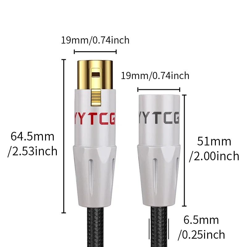 YYTCG-Cable de equilibrio 6N Chapado en plata de 3 pines XLR macho a hembra, HIFI Xlr para amplificadores mezcladores de Audio, Cable de extensión XLR de alta fidelidad - imagen 2