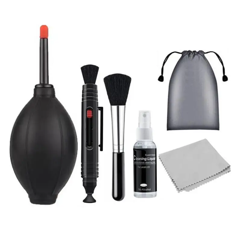 Juego de limpieza de cámara Digital sin espejo 5 en 1, pantalla de ordenador portátil, teclado, soplado de aire, adecuado para juego de limpieza de paño de lente de cámara - imagen 5