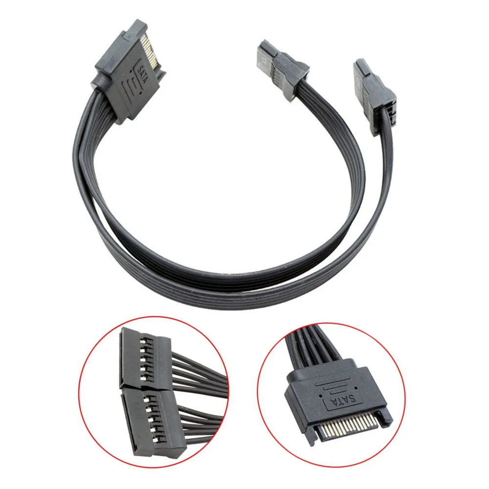 Cable de fuente de alimentación para disco duro, divisor ATX SATA de 15 pines macho a 2 puertos hembra, HDD, SSD, 3,3 V, 5V, 12V, 5 cables