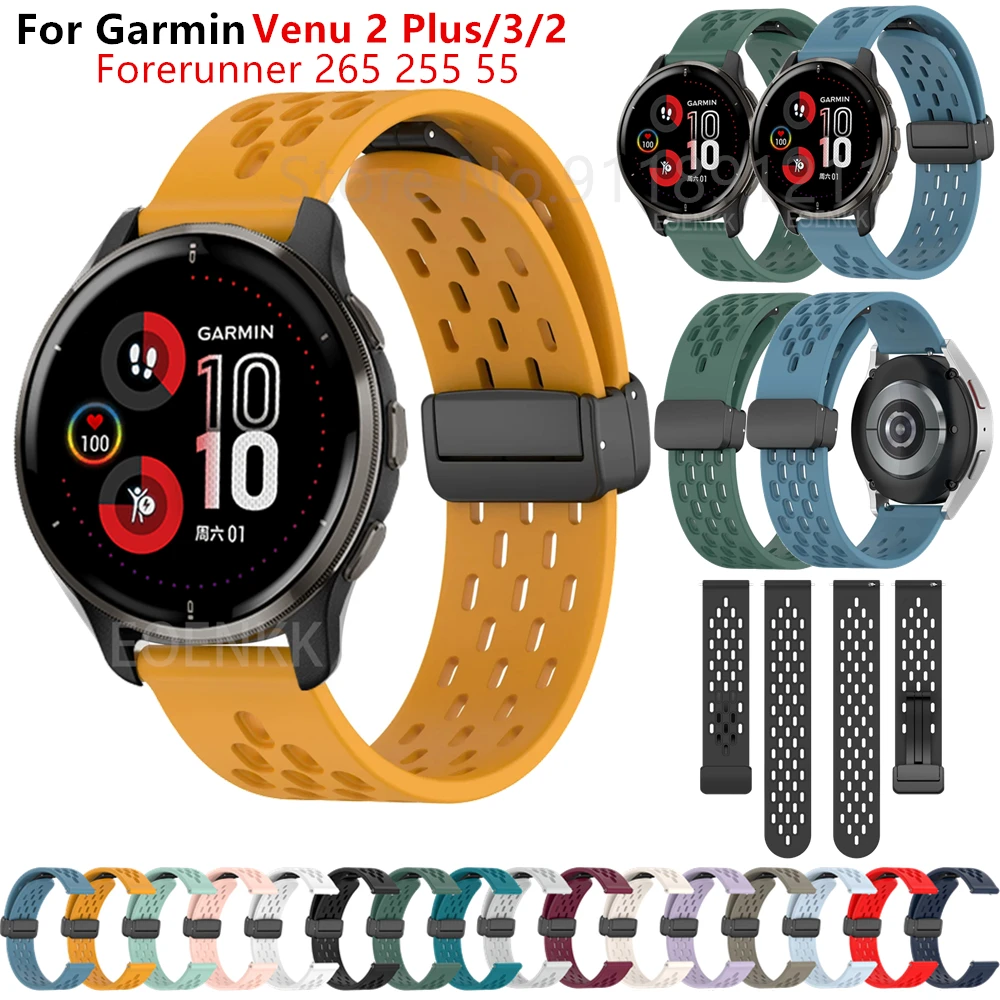 Correa de silicona de 22 y 20mm para Garmin Venu 2 Plus/3/2/Venu SQ 2/Vivoactive 5/4/3, pulsera Forerunner 245 255 265 55 - imagen 2