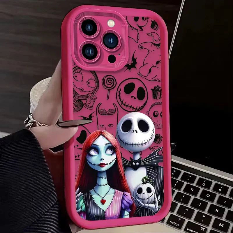 Funda de teléfono para iPhone 16e 16 15 14 13 12 11 Pro Max XS Max XR 7 8 Plus silicona a prueba de golpes N-Nightmare Before C-funda navideña - imagen 5