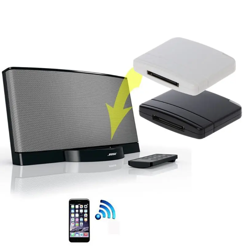 Receptor adaptador compatible con Bluetooth de 30 pines para teléfono iPod SoundDock K1KF